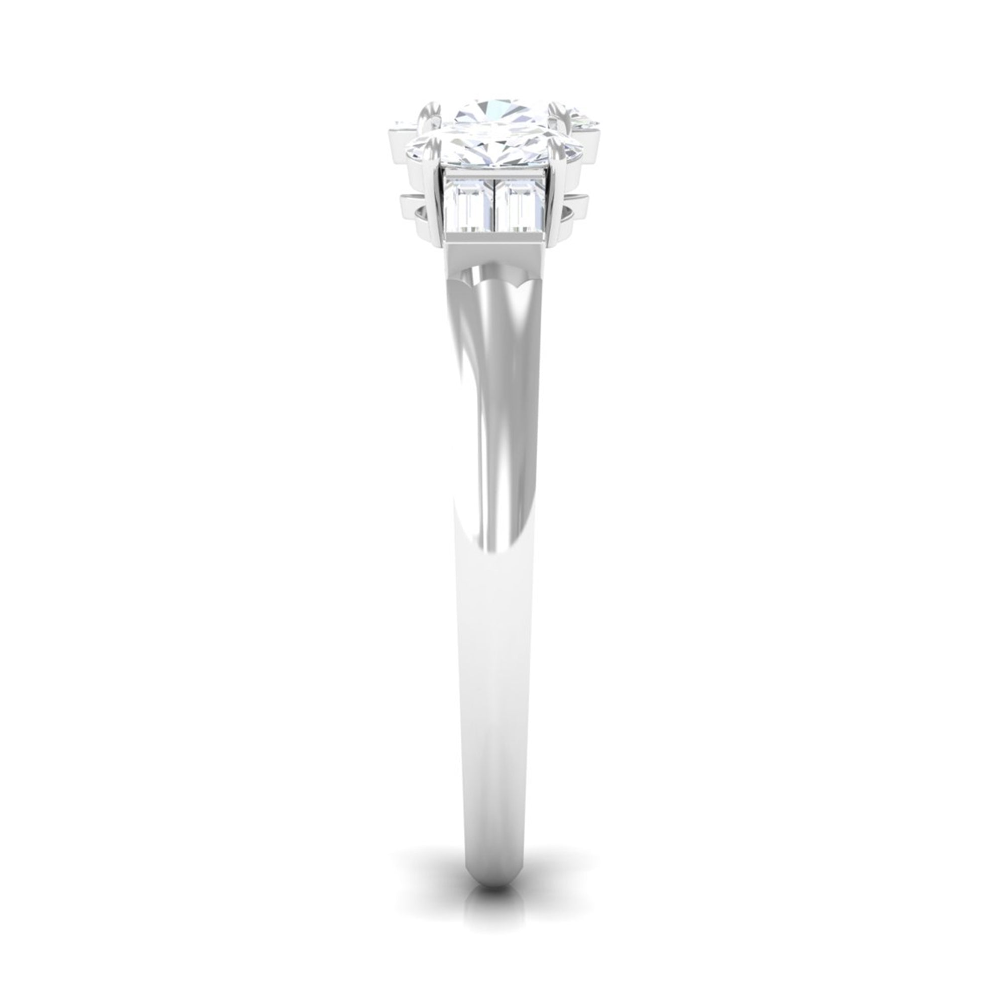 Moissanite 3 Stone Anniversary Band Ring Moissanite - ( D-VS1 ) - Color and Clarity - Rosec Jewels