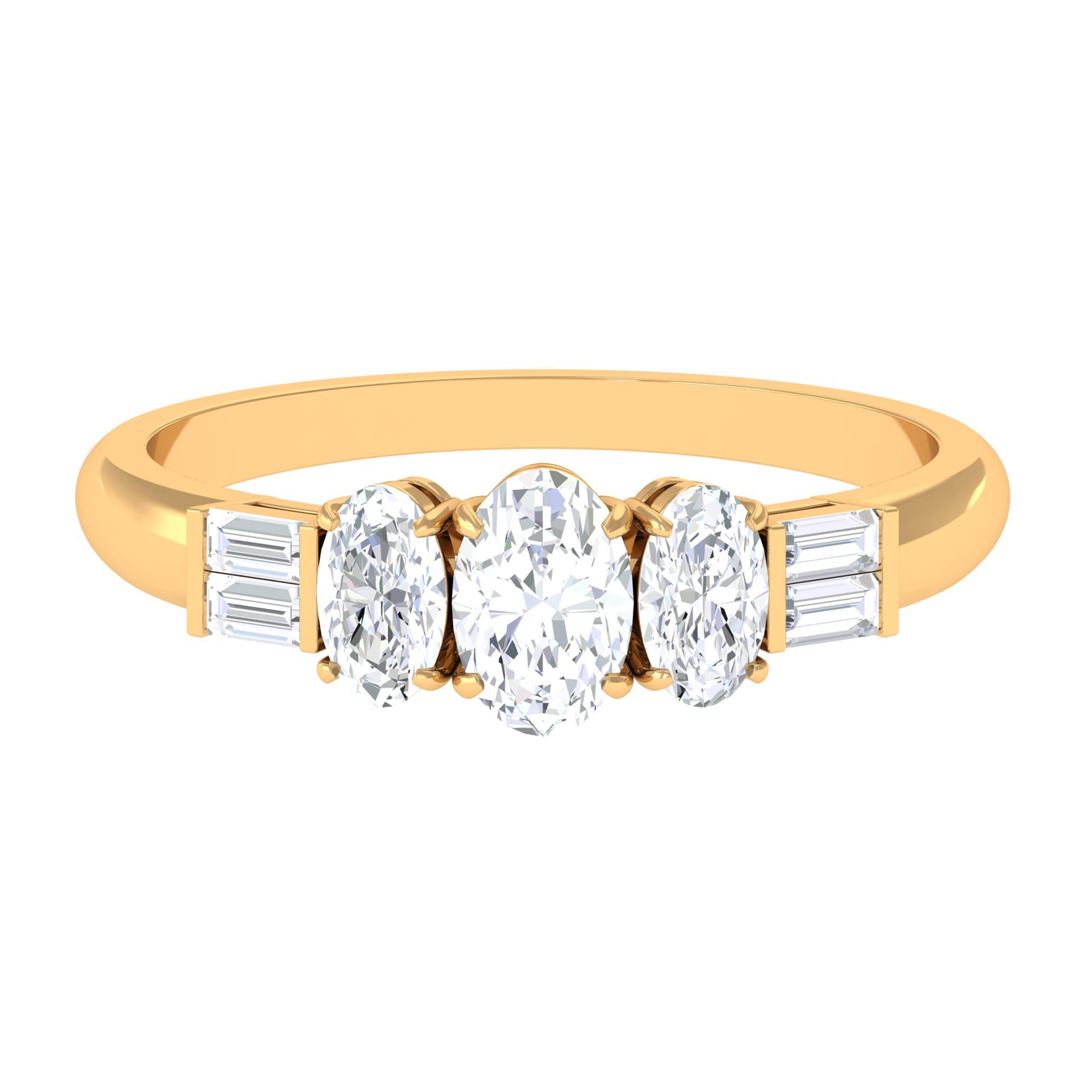 Moissanite 3 Stone Anniversary Band Ring Moissanite - ( D-VS1 ) - Color and Clarity - Rosec Jewels