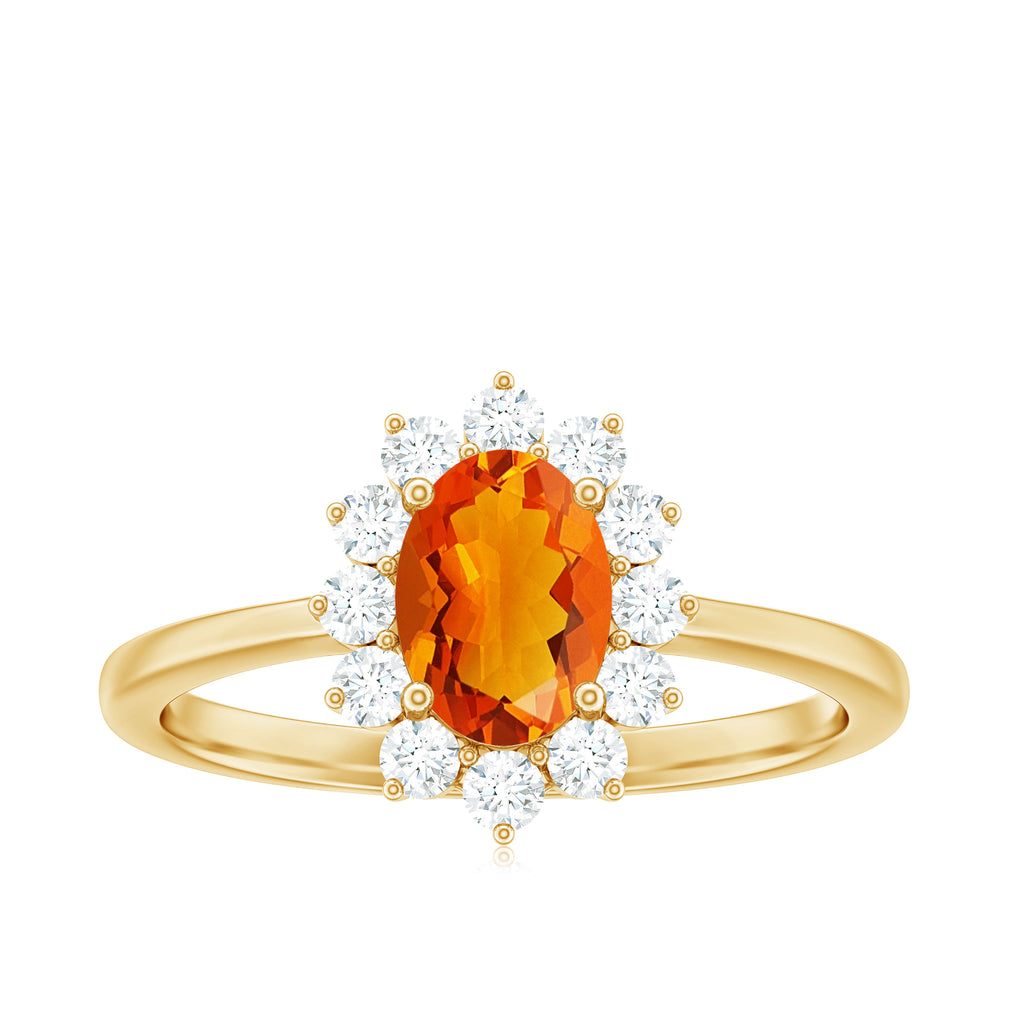 1 CT Princess Diana Inspired Fire Opal and Diamond Engagement Ring Fire Opal - ( AAA ) - Quality - Rosec Jewels