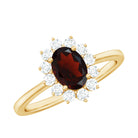 1.50 CT Princess Diana Inspired Oval Shape Garnet Engagement Ring Diamond Halo Garnet - ( AAA ) - Quality - Rosec Jewels