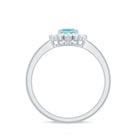 1 CT Princess Diana Inspired Oval Shape Sky Blue Topaz Engagement Ring Diamond Halo Sky Blue Topaz - ( AAA ) - Quality - Rosec Jewels