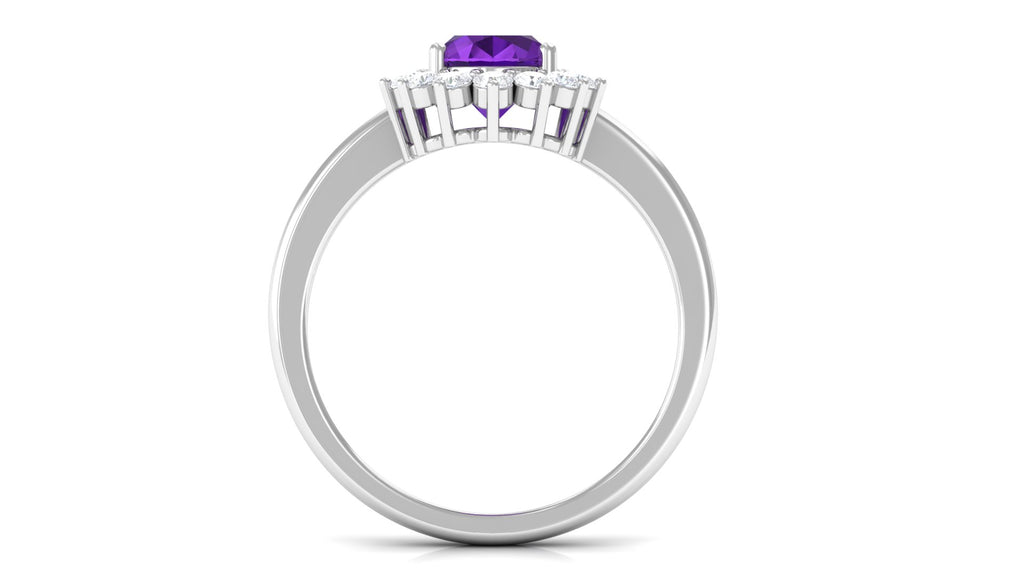 1.5 CT Princess Diana Inspired Amethyst Engagement Ring Diamond Halo Amethyst - ( AAA ) - Quality - Rosec Jewels