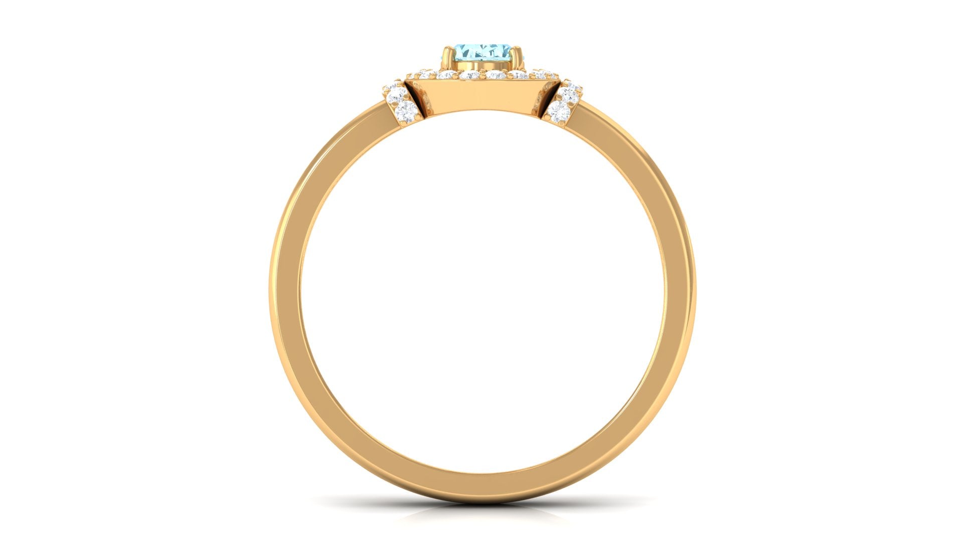 0.50 CT Aquamarine Halo Engagement Ring with Diamond Aquamarine - ( AAA ) - Quality - Rosec Jewels