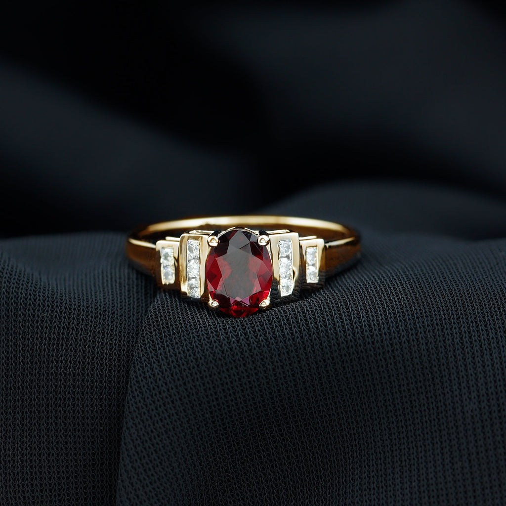 1.75 CT Rhodolite Solitaire Ring with Diamond Collar Rhodolite - ( AAA ) - Quality - Rosec Jewels