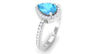 Minimal Swiss Blue Topaz Engagement Ring with Diamond Accent Swiss Blue Topaz - ( AAA ) - Quality - Rosec Jewels