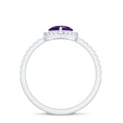 Natural Amethyst Teardrop Engagement Ring with Diamond Halo Amethyst - ( AAA ) - Quality - Rosec Jewels