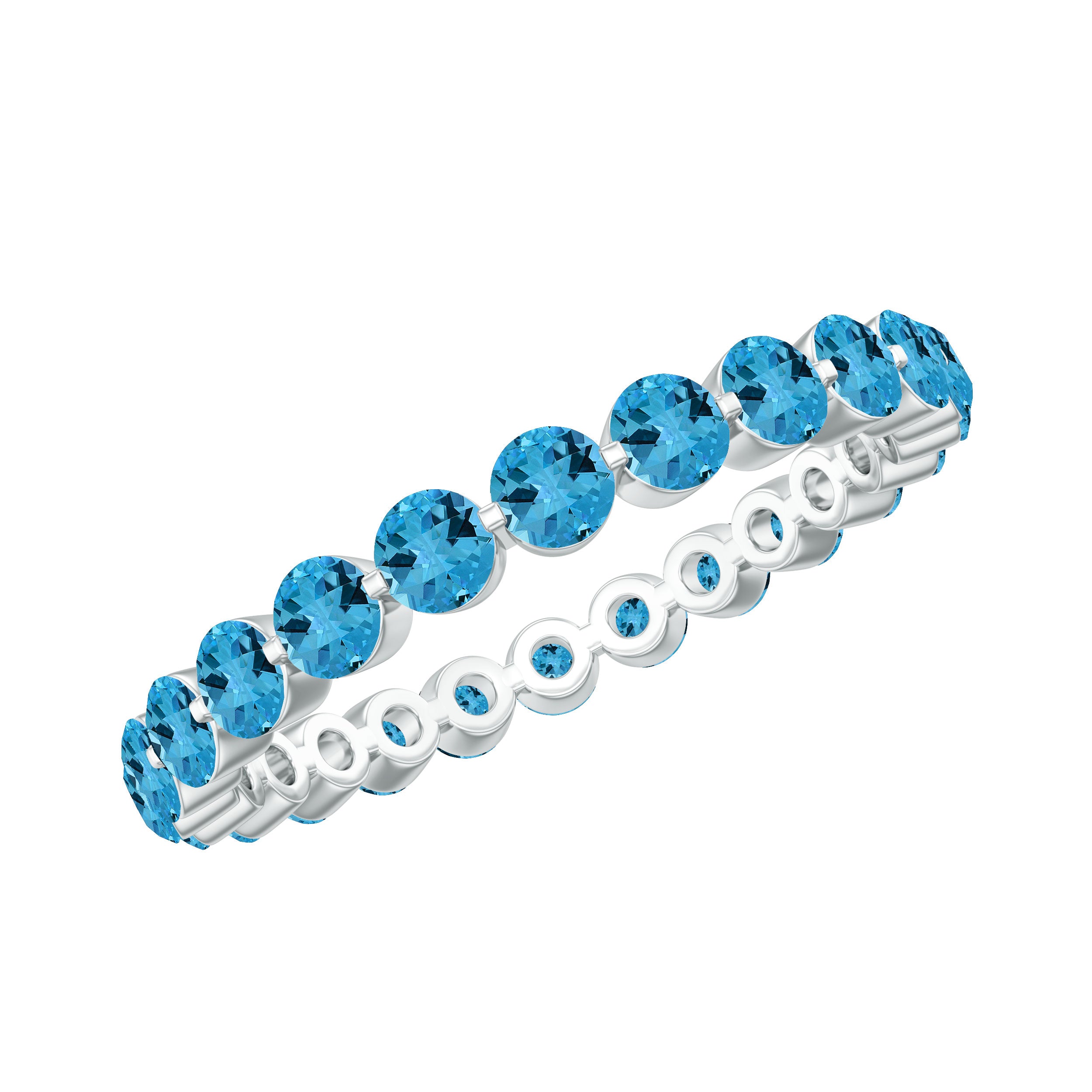 3.50 CT Swiss Blue Topaz Full Eternity Ring in Floating Setting Swiss Blue Topaz - ( AAA ) - Quality - Rosec Jewels