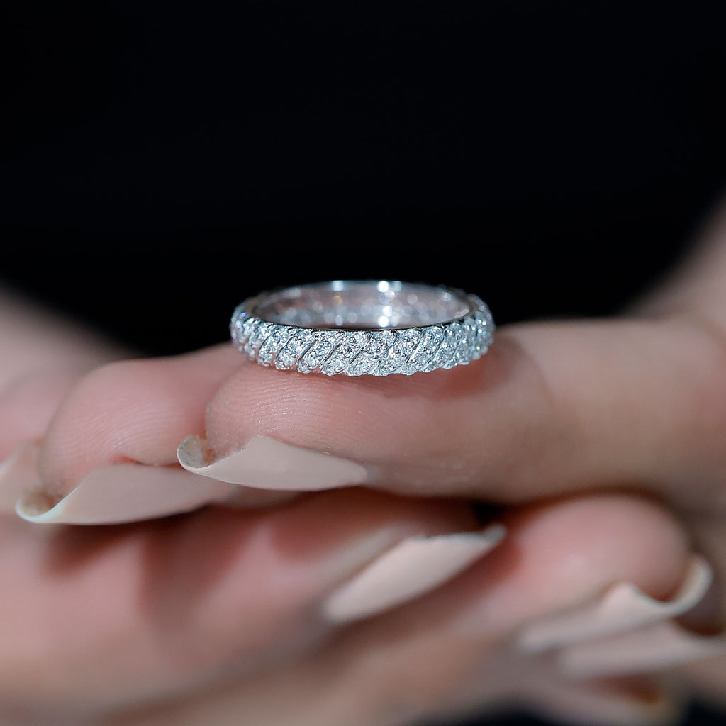 Elegant Moissanite Wedding Band Ring Moissanite - ( D-VS1 ) - Color and Clarity - Rosec Jewels