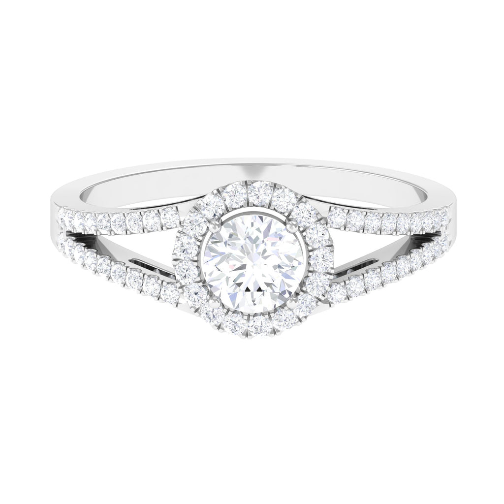 1 CT Split Shank Moissanite Engagement Ring in Gold Moissanite - ( D-VS1 ) - Color and Clarity - Rosec Jewels