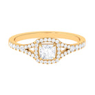 Split Shank Moissanite Designer Engagement Ring in Gold Moissanite - ( D-VS1 ) - Color and Clarity - Rosec Jewels