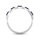 Baguette Cut Created Blue Sapphire and Diamond Half Eternity Ring Lab Created Blue Sapphire - ( AAAA ) - Quality - Rosec Jewels