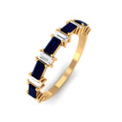 Baguette Cut Created Blue Sapphire and Diamond Half Eternity Ring Lab Created Blue Sapphire - ( AAAA ) - Quality - Rosec Jewels