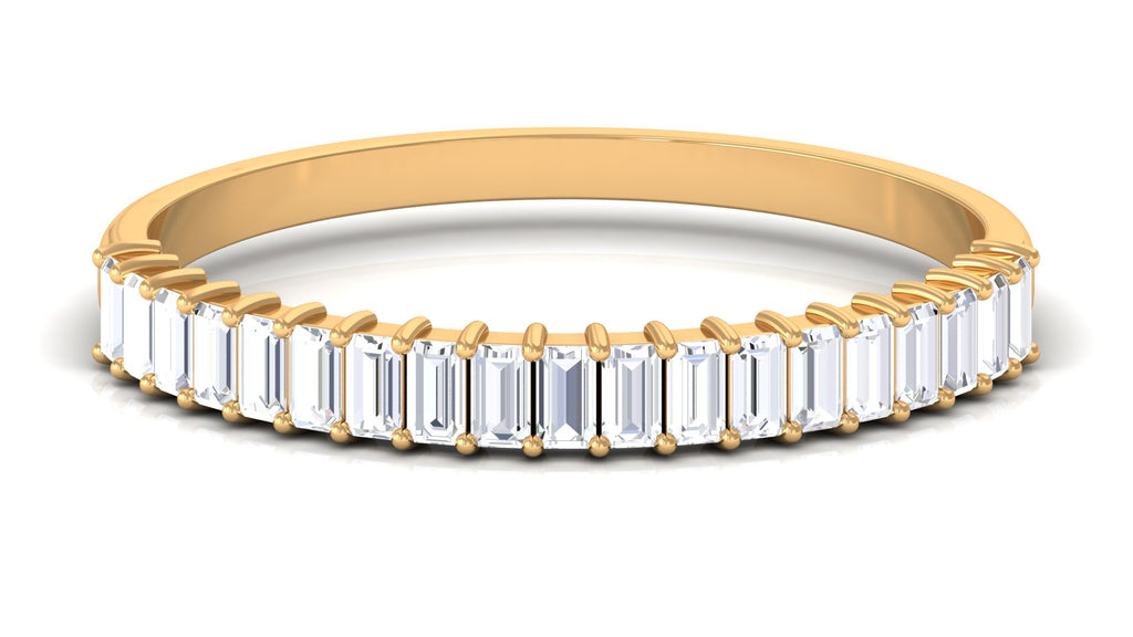 Minimal Baguette Cut Moissanite Half Eternity Band Ring Moissanite - ( D-VS1 ) - Color and Clarity - Rosec Jewels