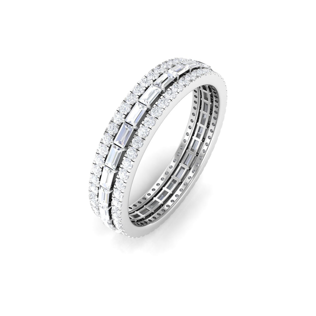 1.5 CT Classic Moissanite Three Row Full Eternity Ring Moissanite - ( D-VS1 ) - Color and Clarity - Rosec Jewels