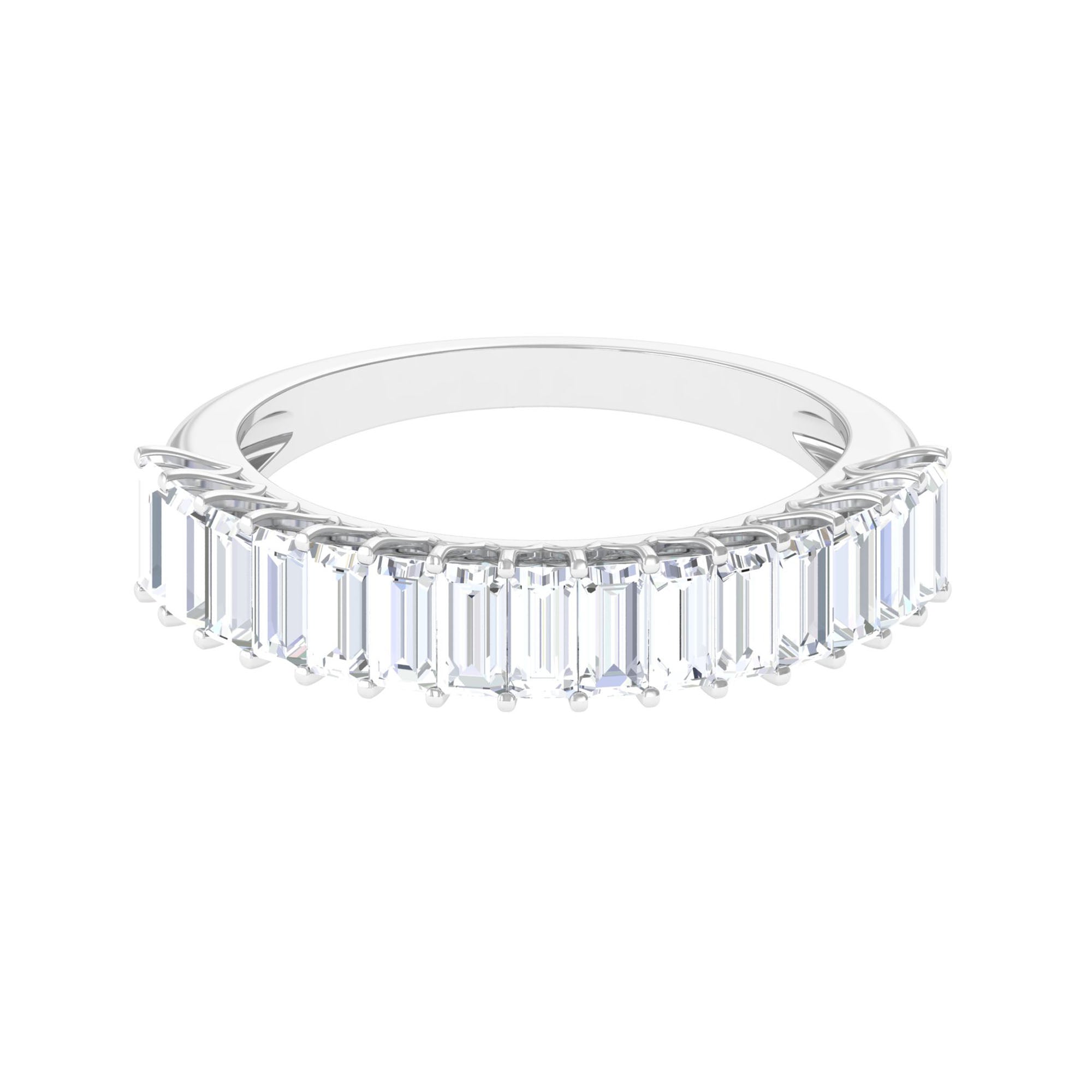Baguette Cut Certified Moissanite Semi Eternity Band Ring Moissanite - ( D-VS1 ) - Color and Clarity - Rosec Jewels