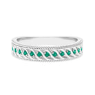 1/4 CT Emerald Designer Wedding Band Ring with Twisted Rope Details Emerald - ( AAA ) - Quality - Rosec Jewels