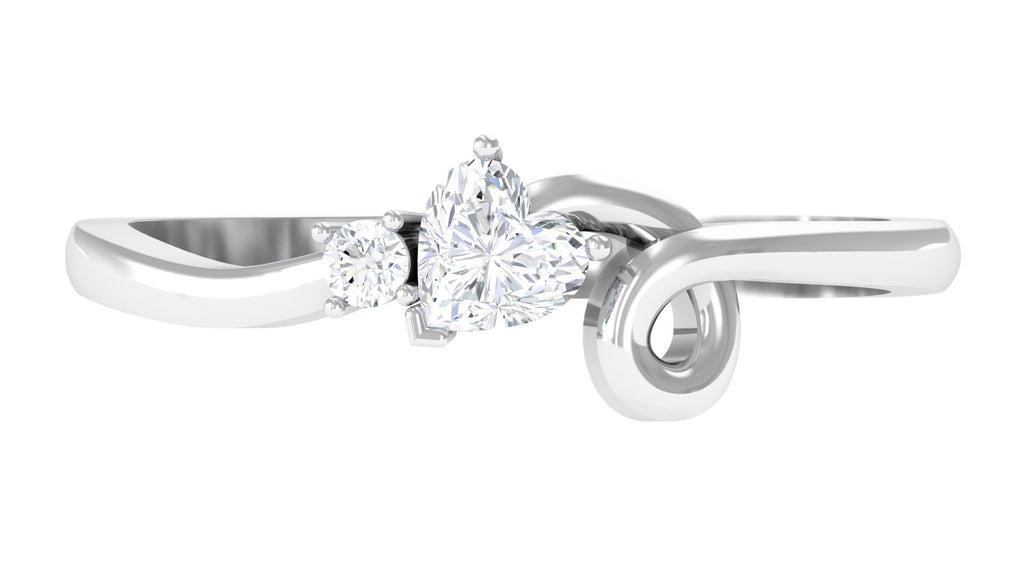 1/4 CT Moissanite Heart Promise Ring with Twisted Gold Shank Moissanite - ( D-VS1 ) - Color and Clarity - Rosec Jewels