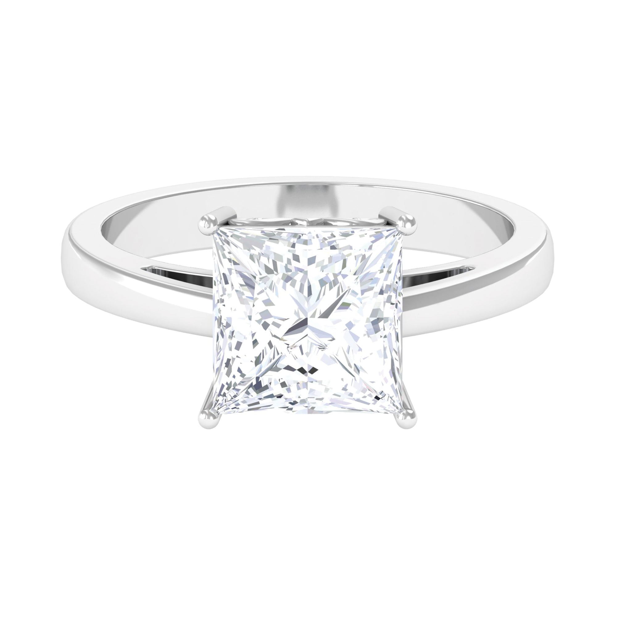 3.25 CT Moissanite Princess Cut Solitaire Band Ring Moissanite - ( D-VS1 ) - Color and Clarity - Rosec Jewels