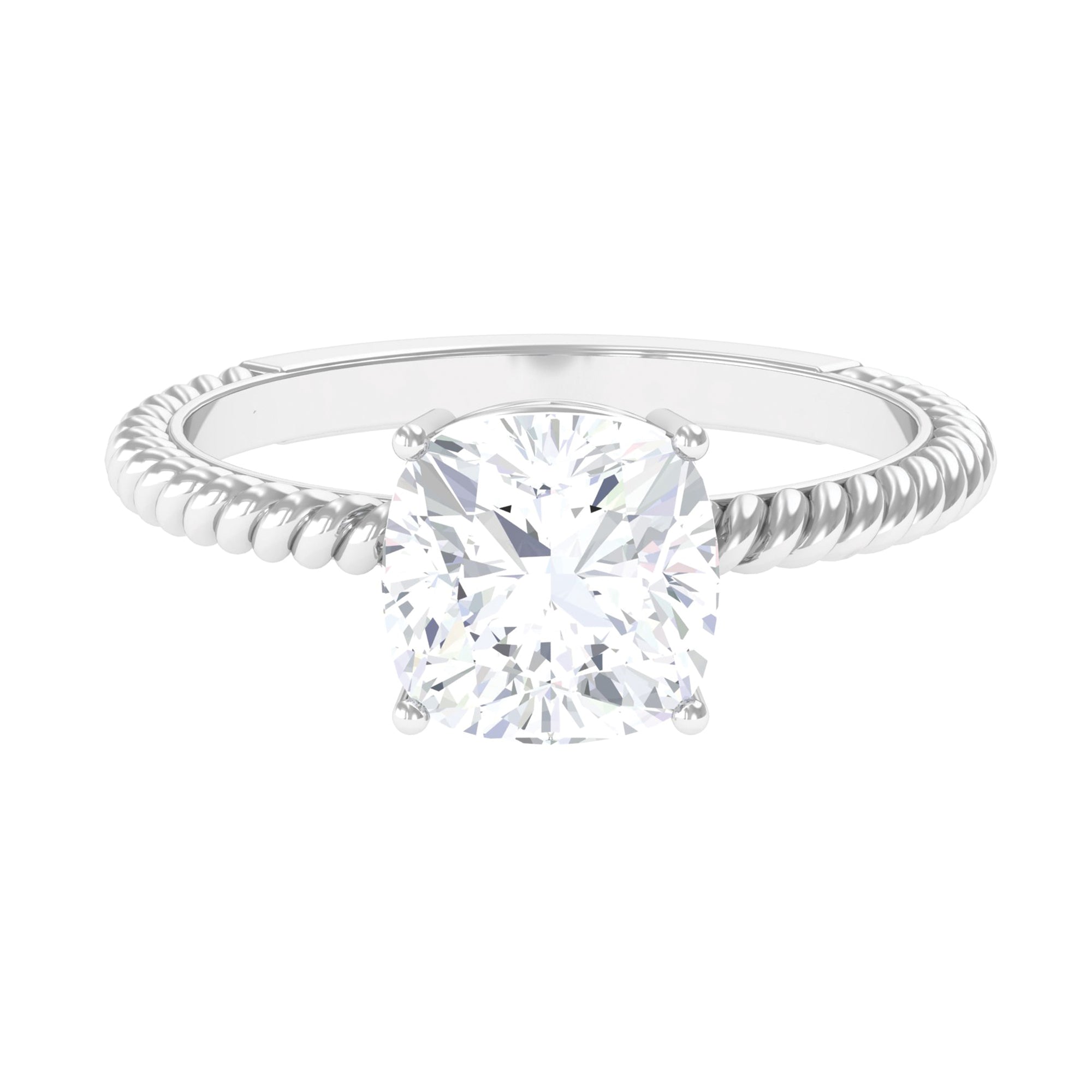 3.25 CT Certified Moissanite Solitaire Ring with Twisted Rope Moissanite - ( D-VS1 ) - Color and Clarity - Rosec Jewels