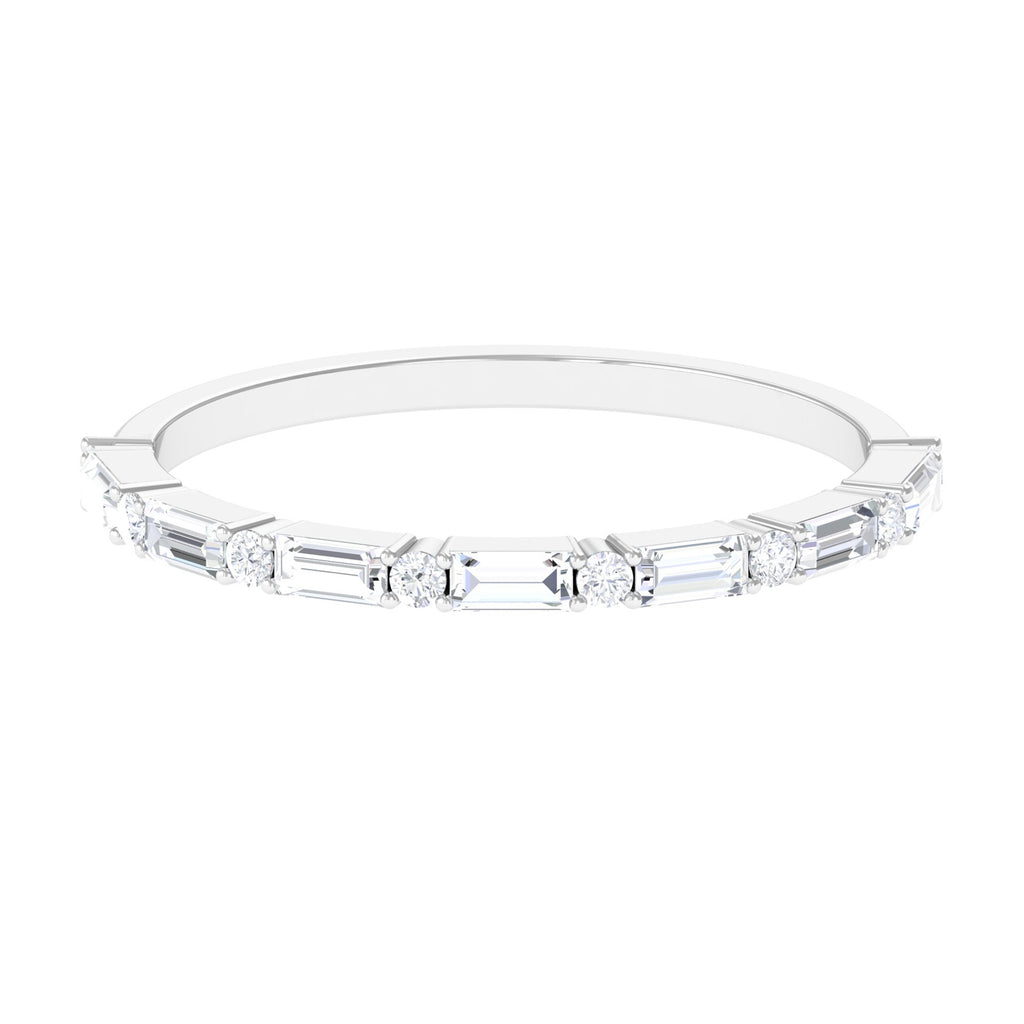 Minimal Simulated Diamond Stackable Wedding Band Zircon - ( AAAA ) - Quality - Rosec Jewels