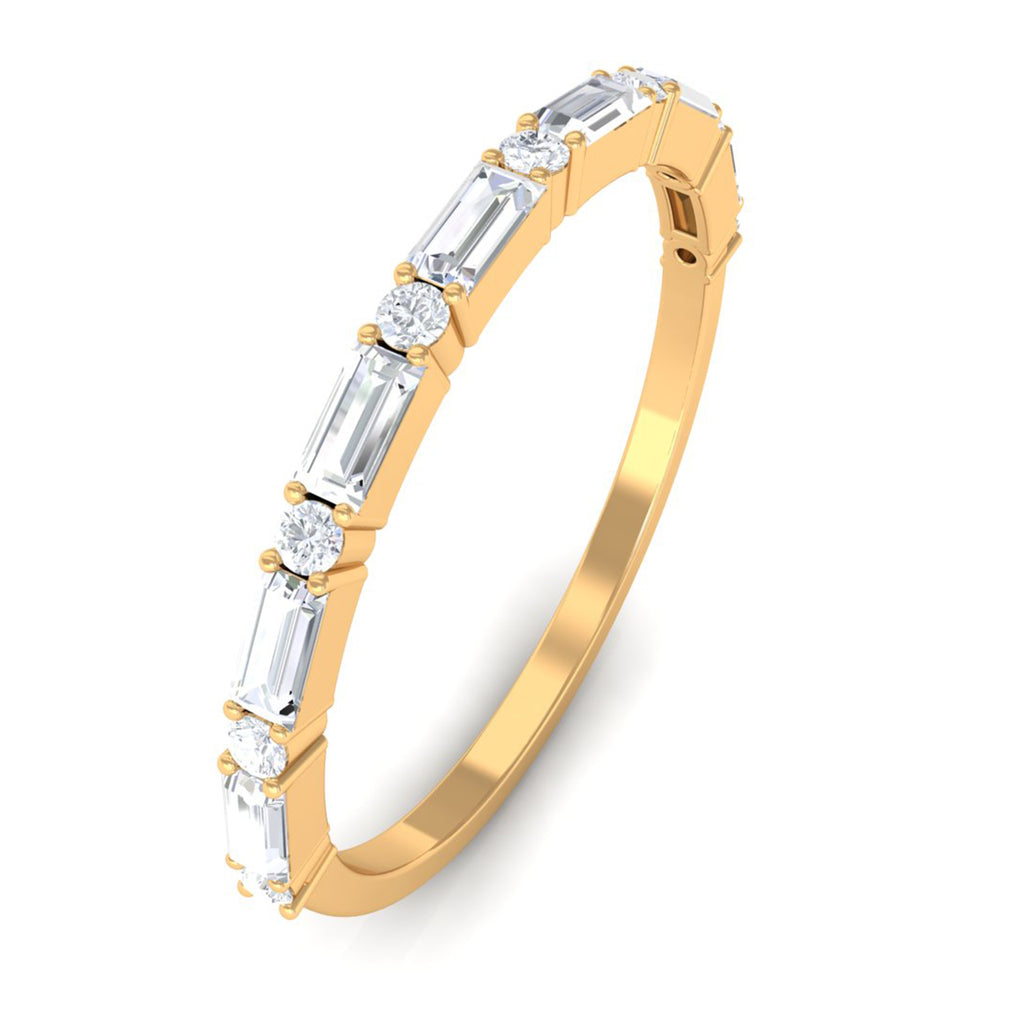 Minimal Simulated Diamond Stackable Wedding Band Zircon - ( AAAA ) - Quality - Rosec Jewels