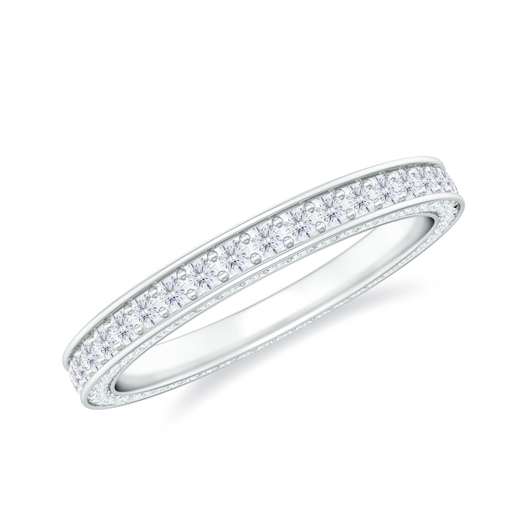 Elegant Simulated Diamond Minimalist Wedding Band Ring in Gold Zircon - ( AAAA ) - Quality - Rosec Jewels