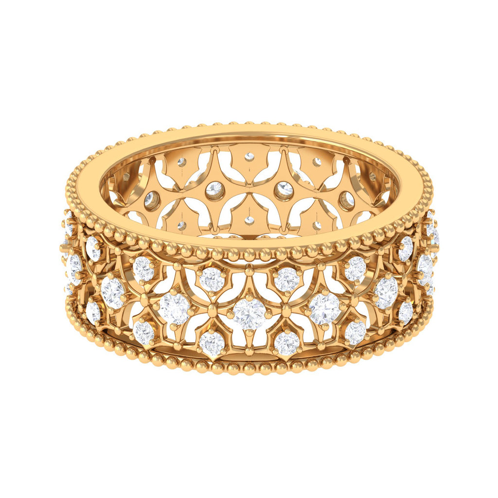Zircon Designer Cut Out Wedding Band Ring Zircon - ( AAAA ) - Quality - Rosec Jewels