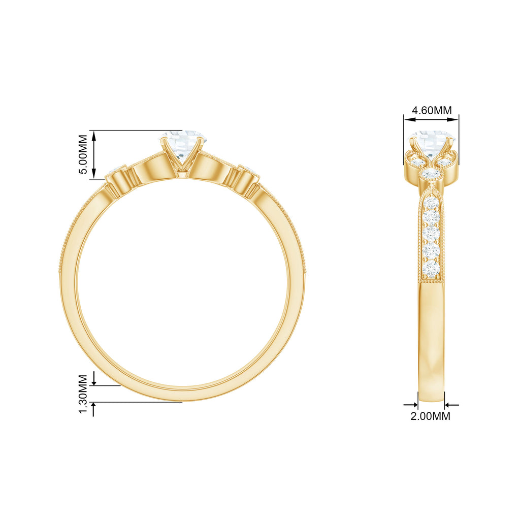 3/4 CT Vintage Inspired Zircon Engagement Ring in Gold Zircon - ( AAAA ) - Quality - Rosec Jewels