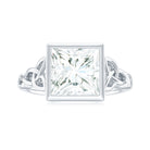 Princess Cut Moissanite Solitaire Celtic Knot Ring in Bezel Setting Moissanite - ( D-VS1 ) - Color and Clarity - Rosec Jewels