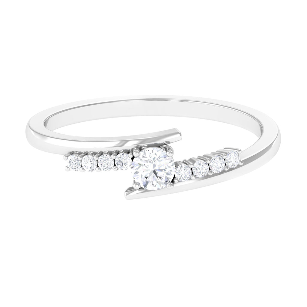 Minimal Round Diamond Bypass Promise Ring in Gold Diamond - ( HI-SI ) - Color and Clarity - Rosec Jewels