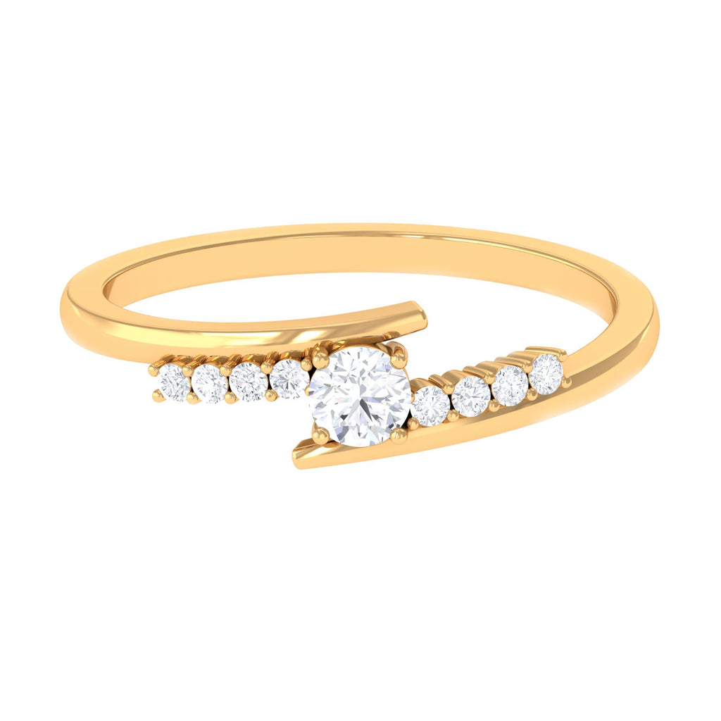 Minimal Round Diamond Bypass Promise Ring in Gold Diamond - ( HI-SI ) - Color and Clarity - Rosec Jewels