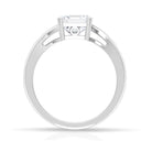 7 MM Asscher Cut Moissanite Solitaire Ring in V Scroll Setting with Bypass Shank Moissanite - ( D-VS1 ) - Color and Clarity - Rosec Jewels