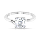 7 MM Asscher Cut Moissanite Solitaire Ring in V Scroll Setting with Bypass Shank Moissanite - ( D-VS1 ) - Color and Clarity - Rosec Jewels