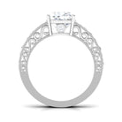 2 CT Cushion Cut Moissanite Solitaire Ring with Filigree Details Moissanite - ( D-VS1 ) - Color and Clarity - Rosec Jewels