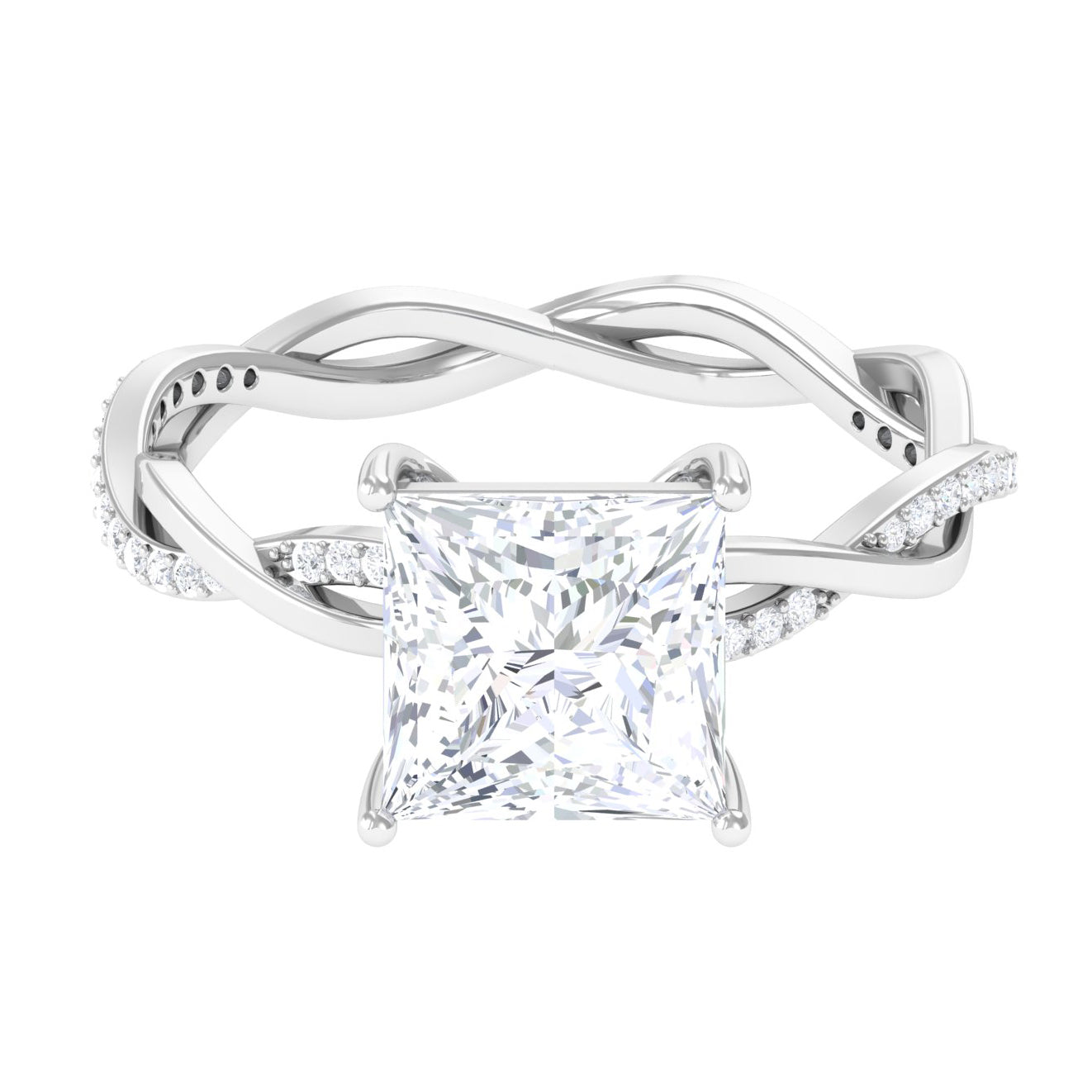 3.25 CT Princess Cut Solitaire Moissanite Braided Engagement Ring Moissanite - ( D-VS1 ) - Color and Clarity - Rosec Jewels