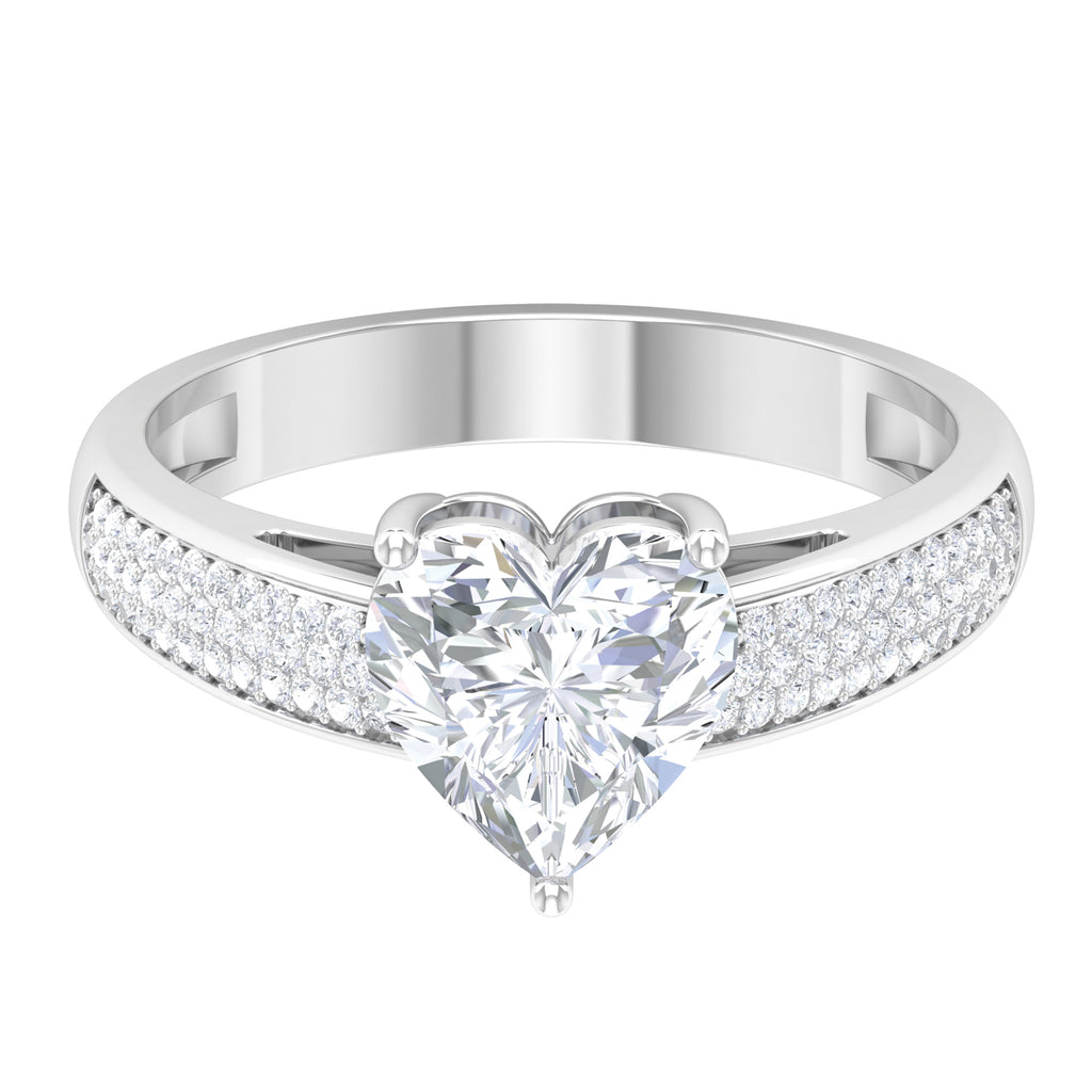 2.25 CT Moissanite Solitaire Ring with Side Stones Moissanite - ( D-VS1 ) - Color and Clarity - Rosec Jewels