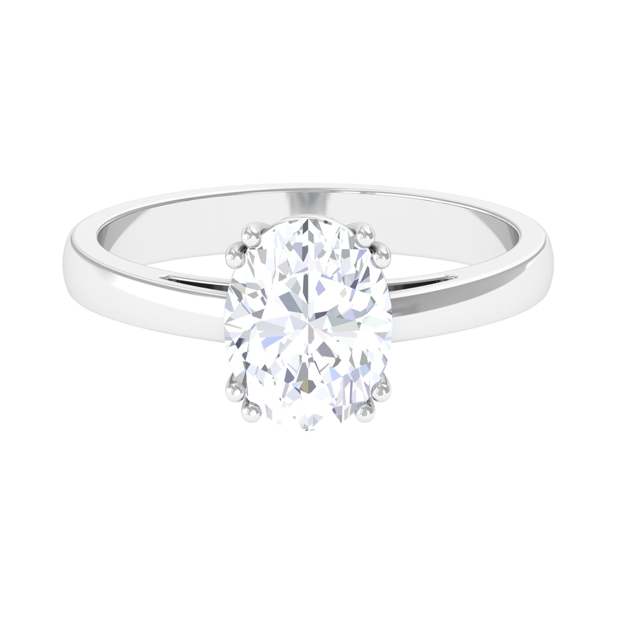 Certified Moissanite Oval Cut Engagement Ring Moissanite - ( D-VS1 ) - Color and Clarity - Rosec Jewels