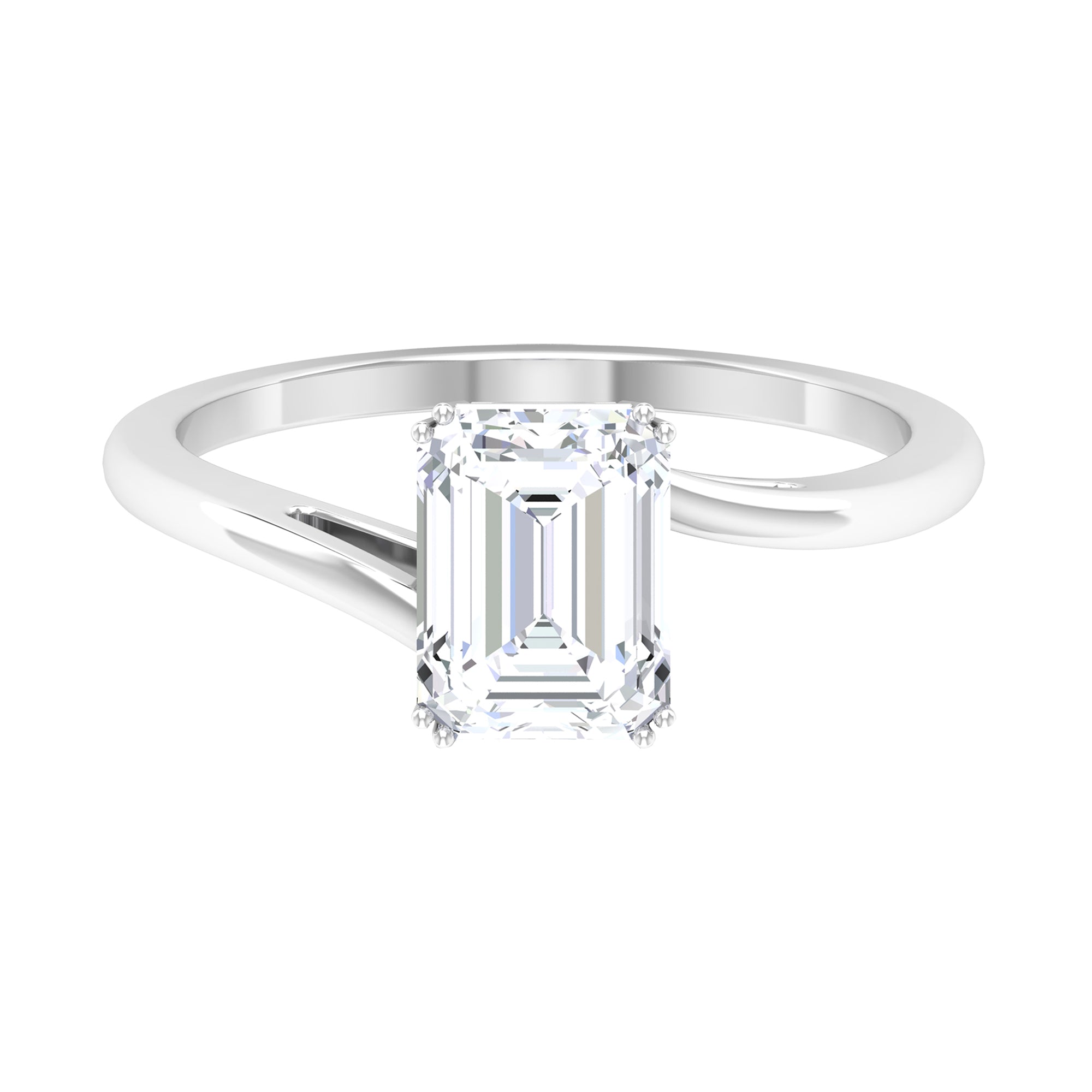 1.75 CT Solitaire Octagon Shape Moissanite Bypass Ring in Double Prong Setting Moissanite - ( D-VS1 ) - Color and Clarity - Rosec Jewels