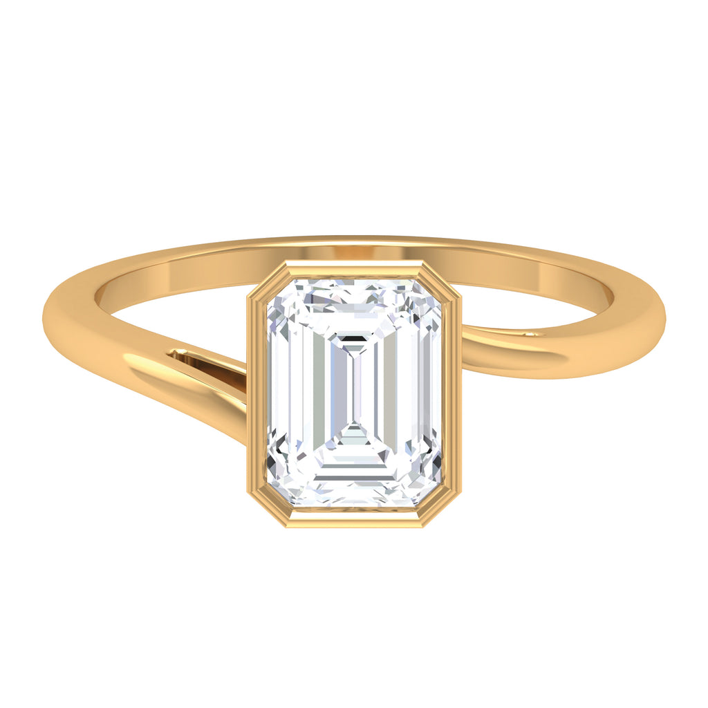 2 CT Octagon Cut Moissanite Solitaire Bypass Ring in Gold Moissanite - ( D-VS1 ) - Color and Clarity - Rosec Jewels