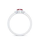 Designer Ruby Heart Solitaire Ring with Diamond Side Stones Ruby - ( AAA ) - Quality - Rosec Jewels