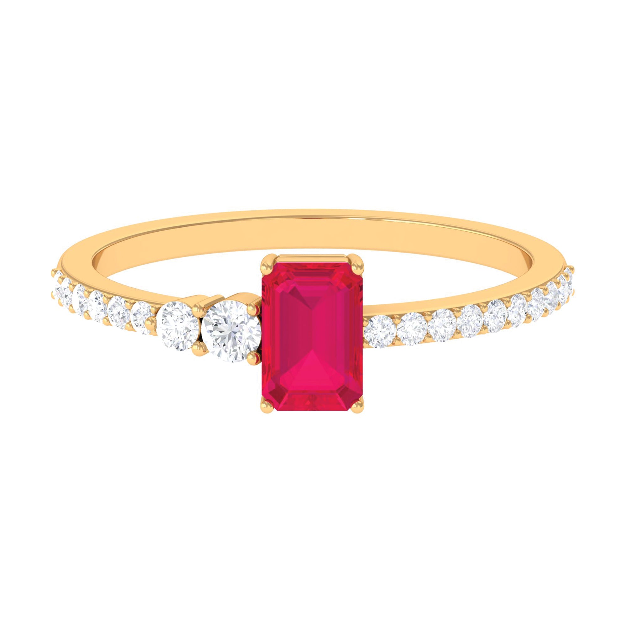 1.25 Ct Ruby Solitaire Engagement Ring with Diamond Ruby - ( AAA ) - Quality - Rosec Jewels