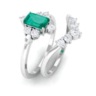1.5 CT Certified Emerald and Diamond Designer Wedding Ring Set Emerald - ( AAA ) - Quality - Rosec Jewels