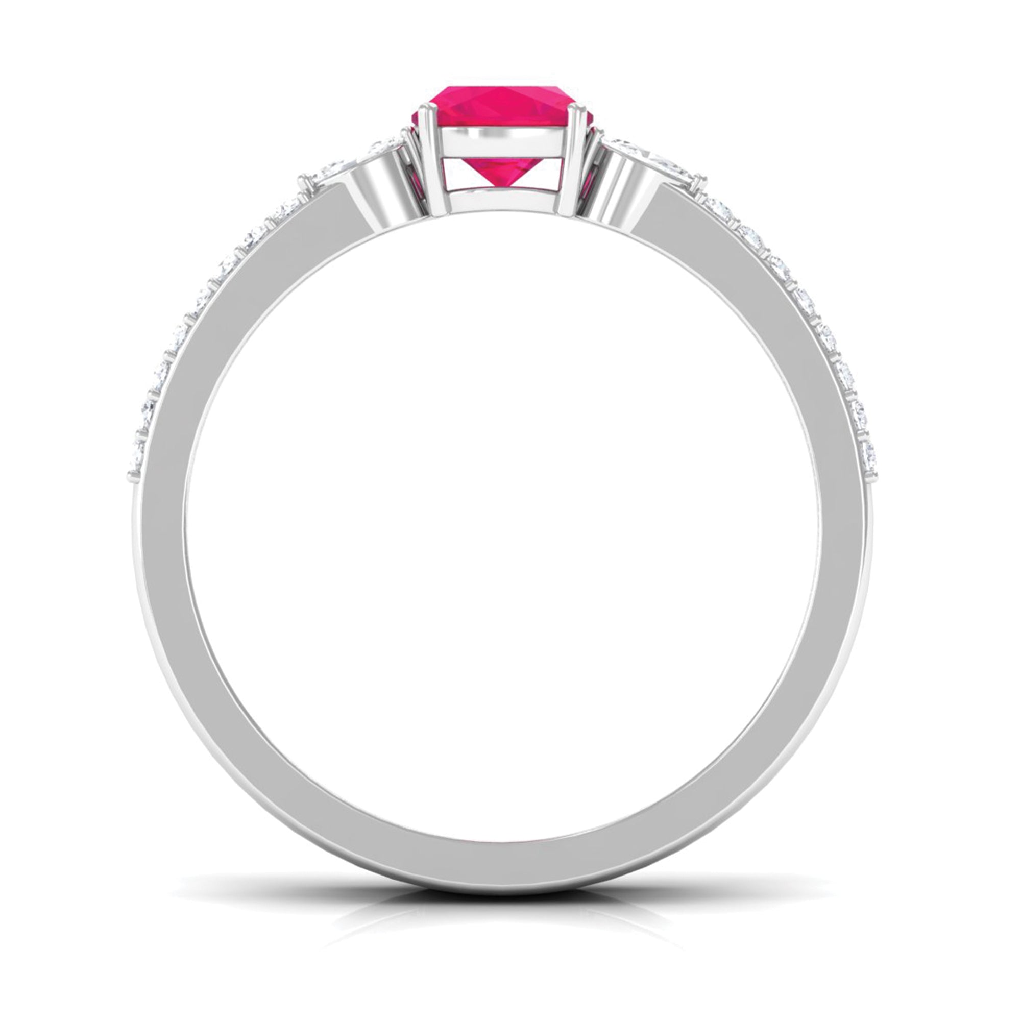 Cushion Cut Ruby Double Band Anniversary Ring with Diamond Ruby - ( AAA ) - Quality - Rosec Jewels