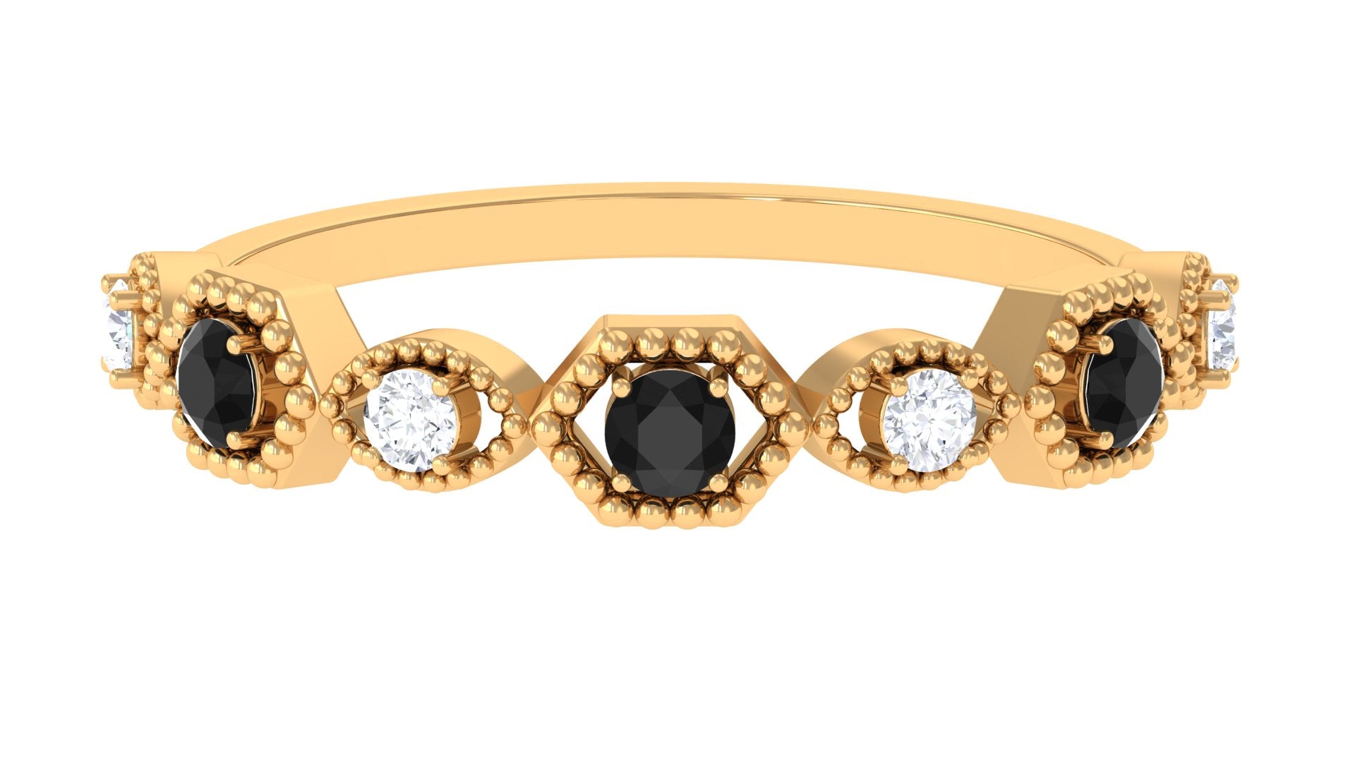 Created Black Diamond Eternity Ring with Diamond Lab Created Black Diamond - ( AAAA ) - Quality - Rosec Jewels