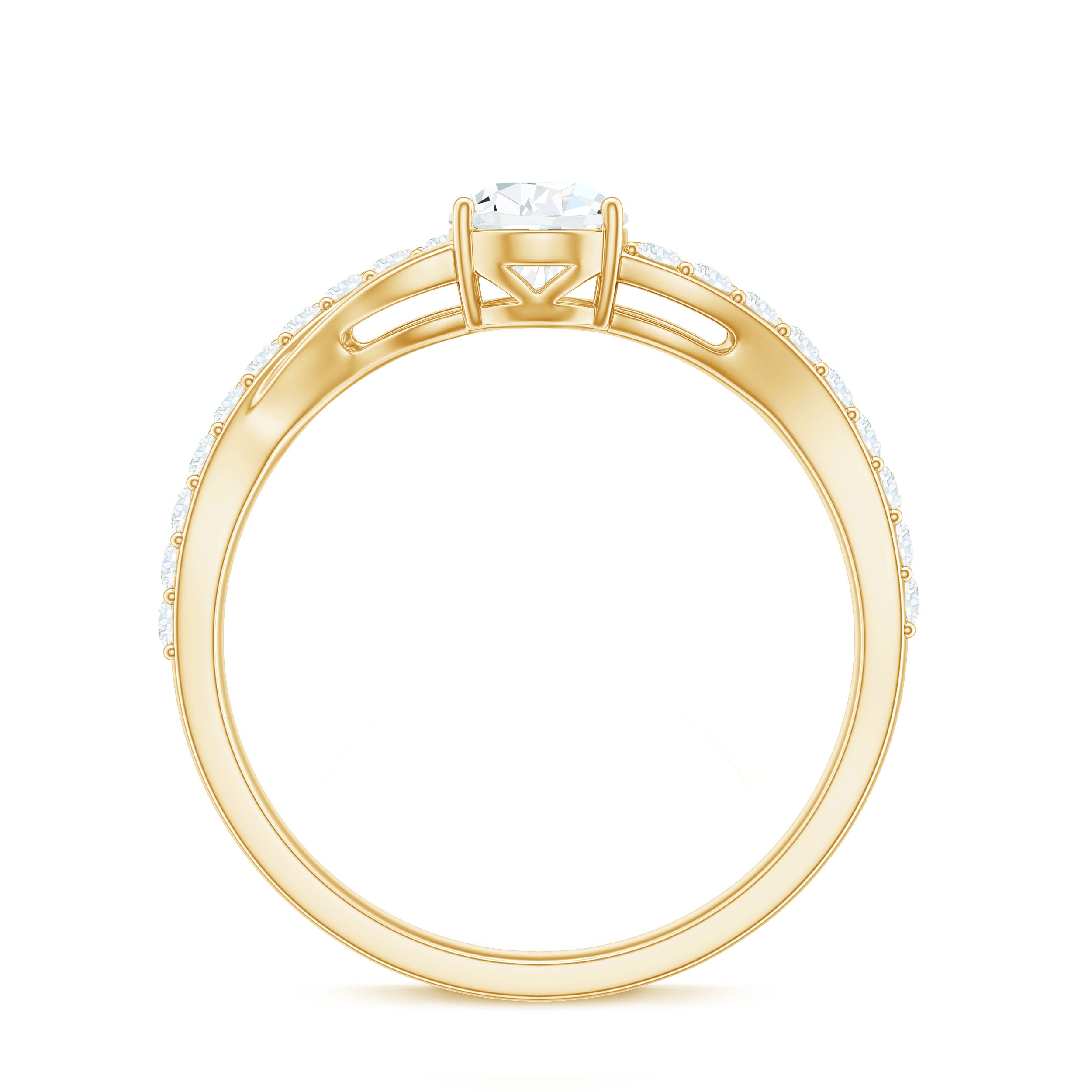 1.25 Carat Pear Cut Moissanite Split Shank Engagement Ring Moissanite - ( D-VS1 ) - Color and Clarity - Rosec Jewels