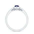 1.5 CT Created Blue Sapphire Designer Teardrop Ring Set with Diamond Band Lab Created Blue Sapphire - ( AAAA ) - Quality - Rosec Jewels