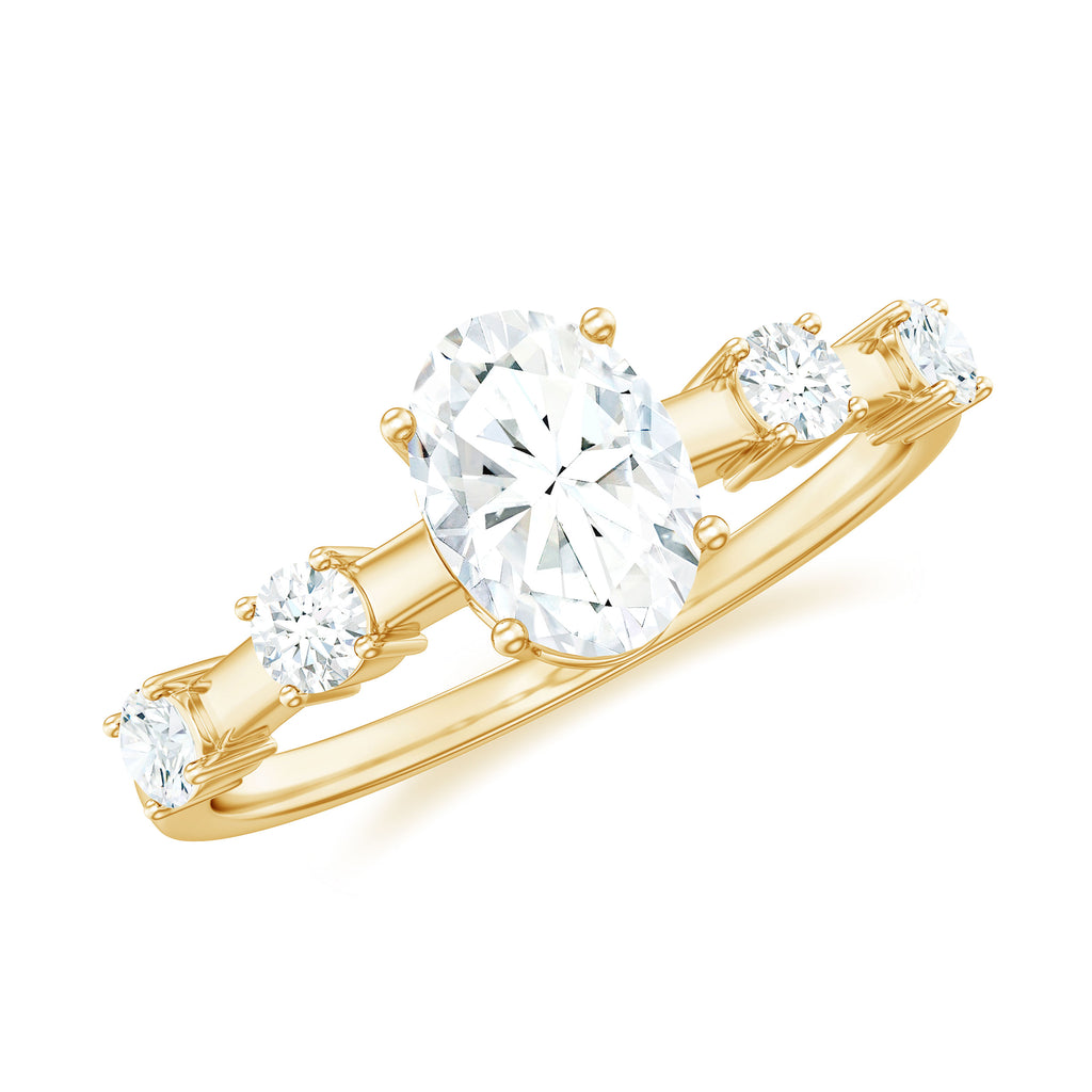 1.25 CT Oval Moissanite Solitaire Engagement Ring in Gold Moissanite - ( D-VS1 ) - Color and Clarity - Rosec Jewels