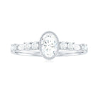 Oval Moissanite Solitaire Engagement Ring in Beaded Bezel Setting Moissanite - ( D-VS1 ) - Color and Clarity - Rosec Jewels