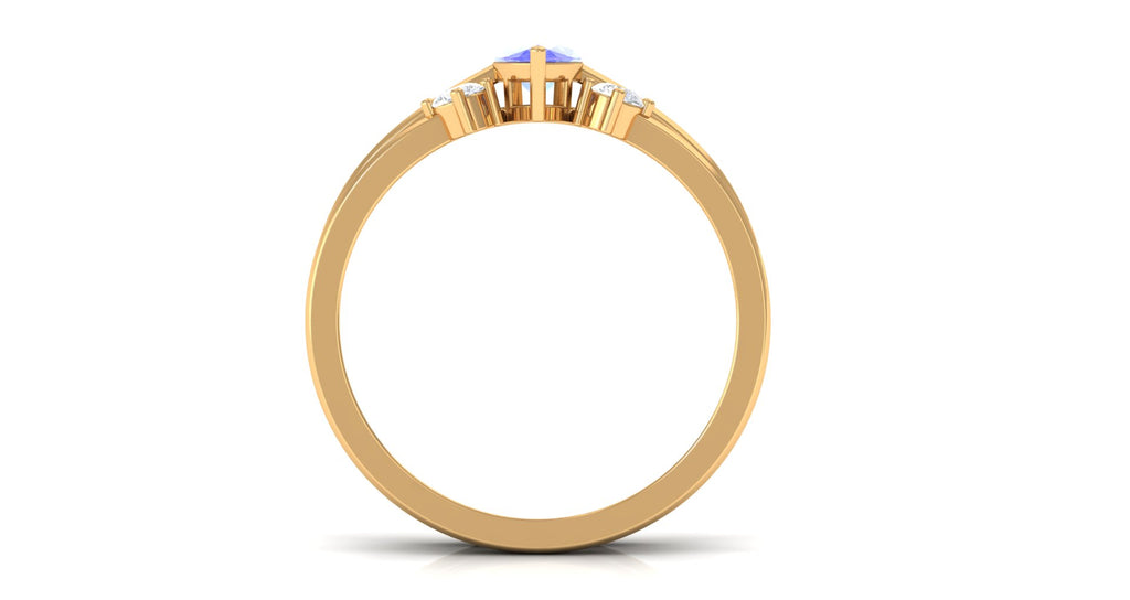 3/4 CT Marquise Cut Tanzanite Simple Solitaire Ring Set with Diamond Tanzanite - ( AAA ) - Quality - Rosec Jewels