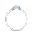3.25 CT Asscher Cut Moonstone Solitaire Ring with Diamond Accent Moonstone - ( AAA ) - Quality - Rosec Jewels